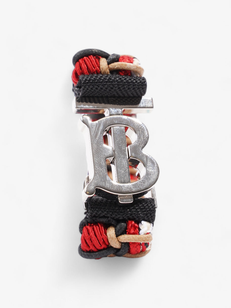 Burberry TB Braided Bracelet Black / Red / Silver Cotton Medium Image 4