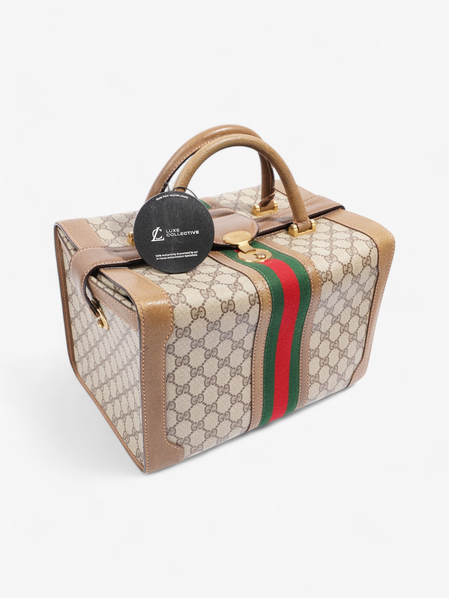 Gucci Hard Train Vanity Case GG Supreme / Brown / Green Coated Canvas Image 10