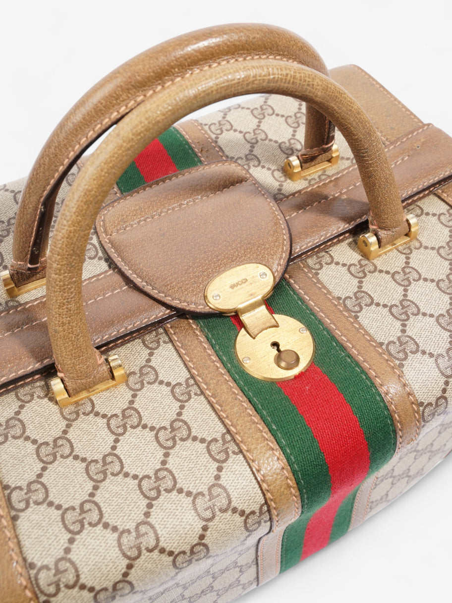 Gucci Hard Train Vanity Case GG Supreme / Brown / Green Coated Canvas Image 7