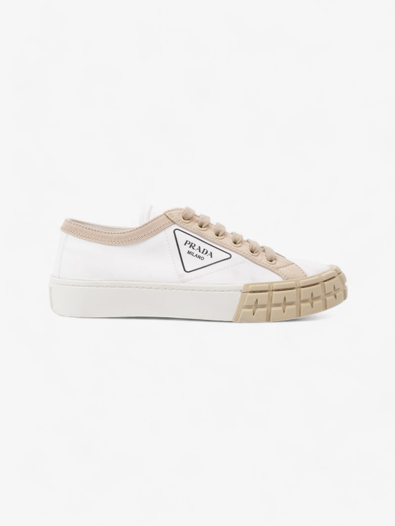  Prada Gabardine Triangle White / Beige Canvas EU 39.5 UK 6.5