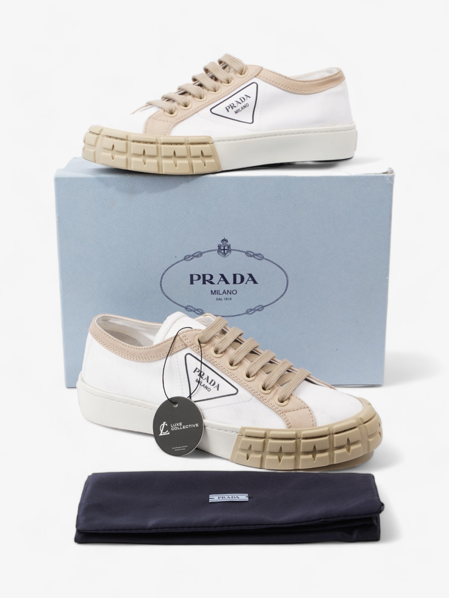 Prada Gabardine Triangle White / Beige Canvas EU 39.5 UK 6.5 Image 11