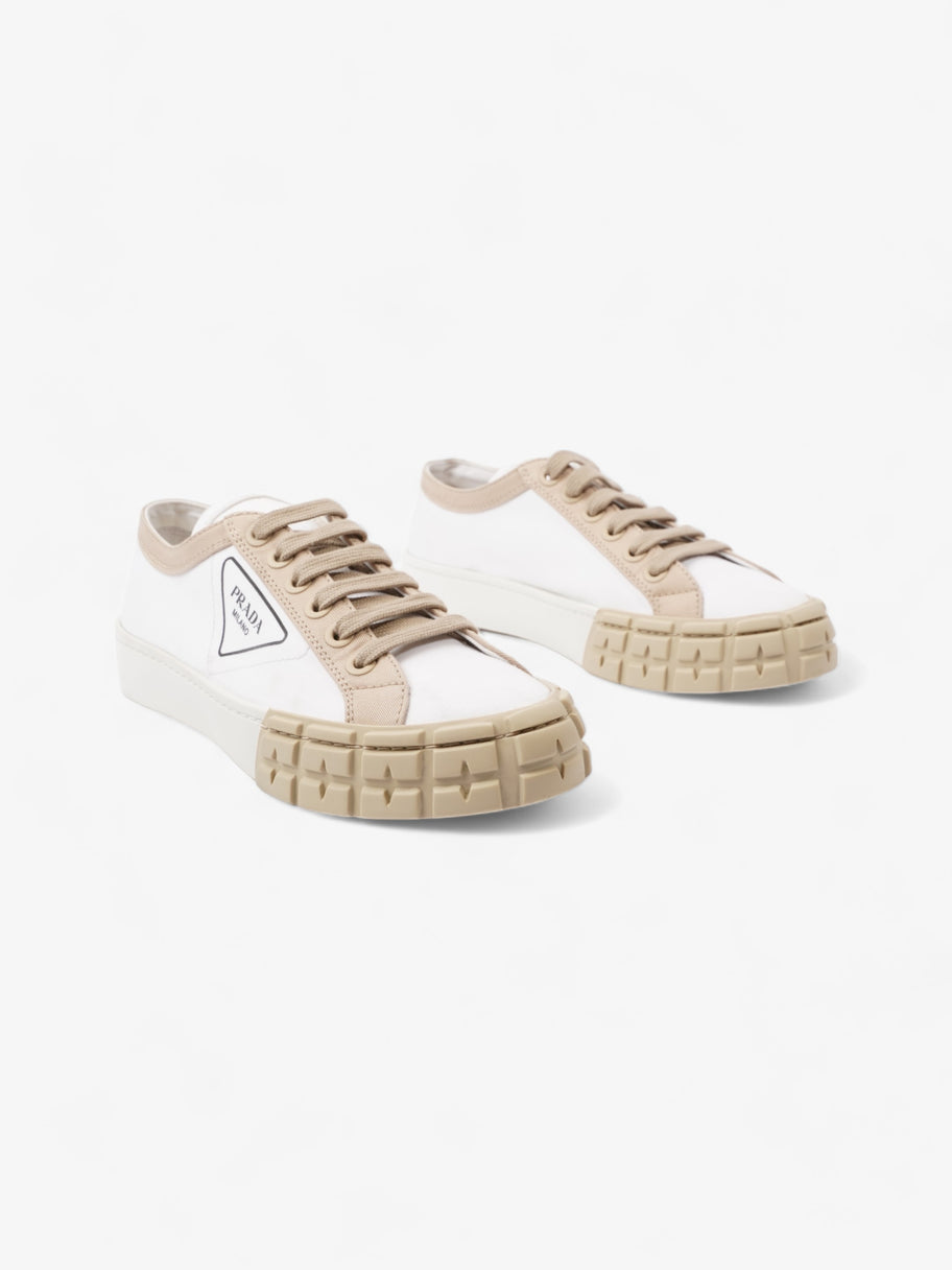 Prada Gabardine Triangle White / Beige Canvas EU 39.5 UK 6.5 Image 2