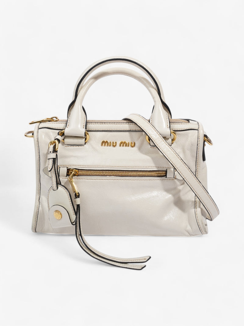  Miu Miu Bauletto Satchel Cream Leather