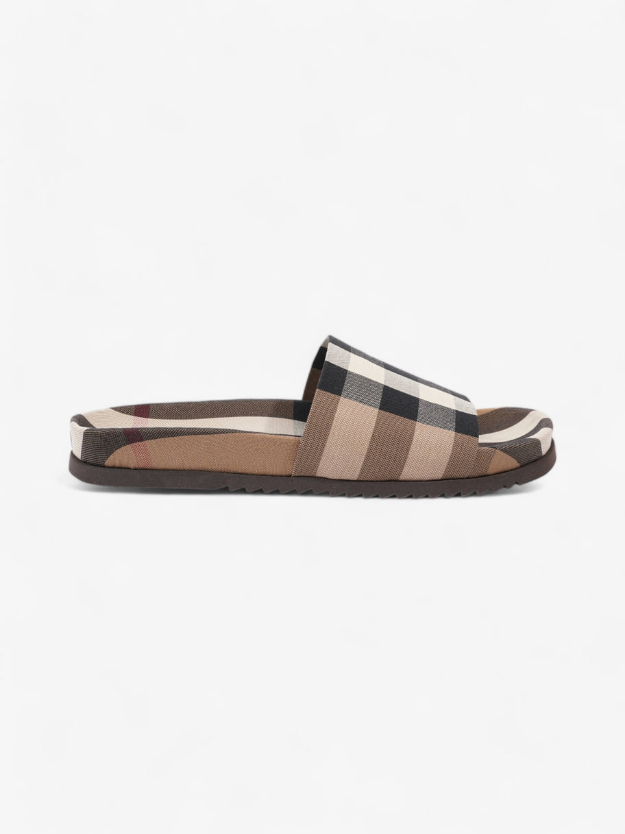 Burberry Check Slide Dark Birch Brown Cotton EU 42 UK 9 Image 1