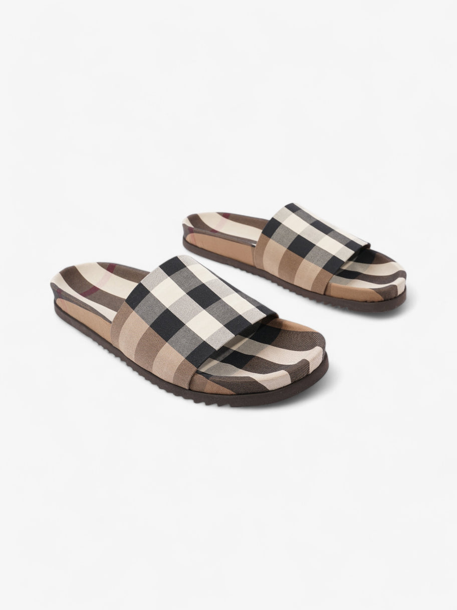 Burberry Check Slide Dark Birch Brown Cotton EU 42 UK 9 Image 2