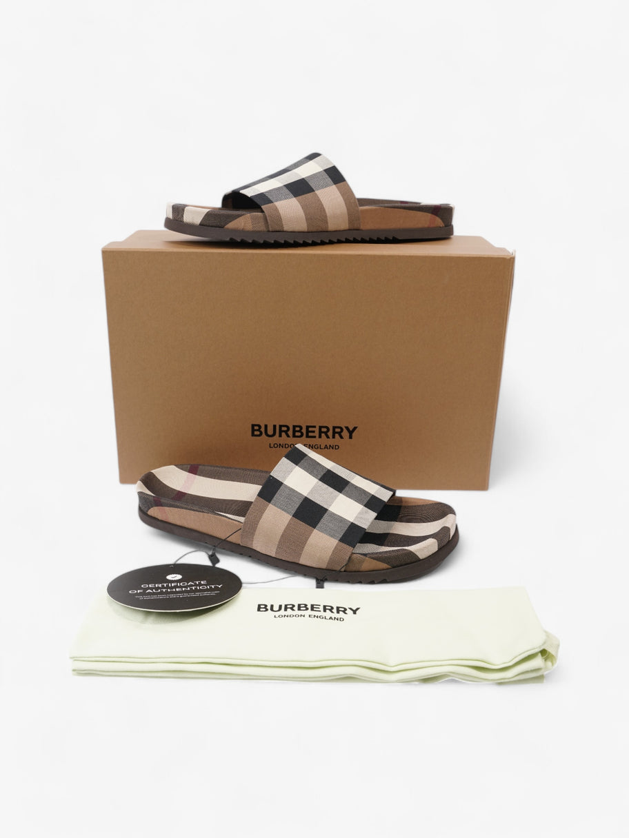 Burberry Check Slide Dark Birch Brown Cotton EU 42 UK 9 Image 9