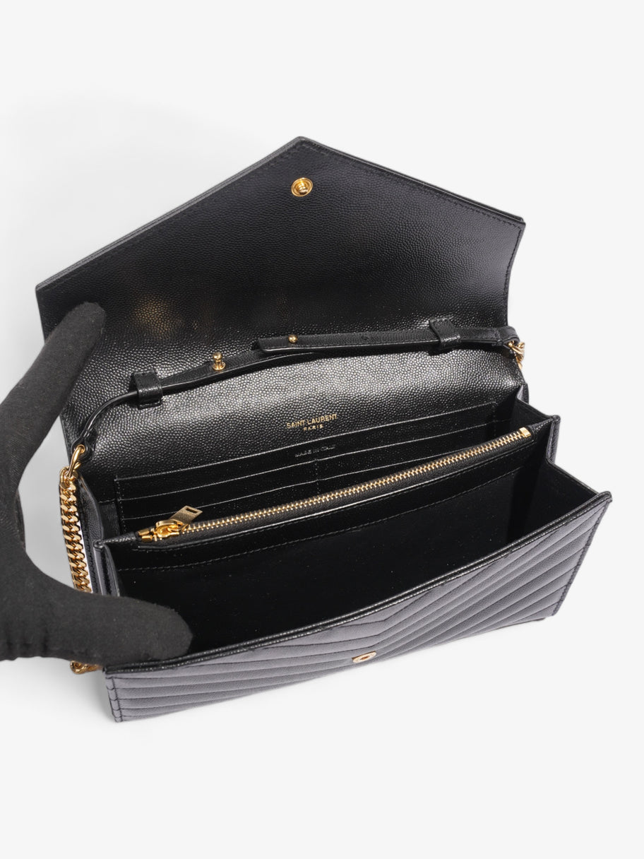 Saint Laurent Quilted Envelope Clutch Black Grained Leather Image 6