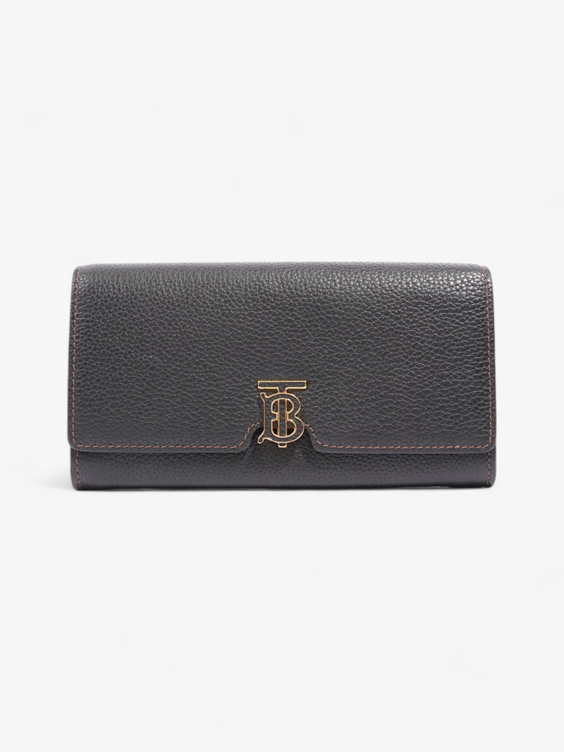  Burberry TB Continental Wallet Black / Gold Grained Leather