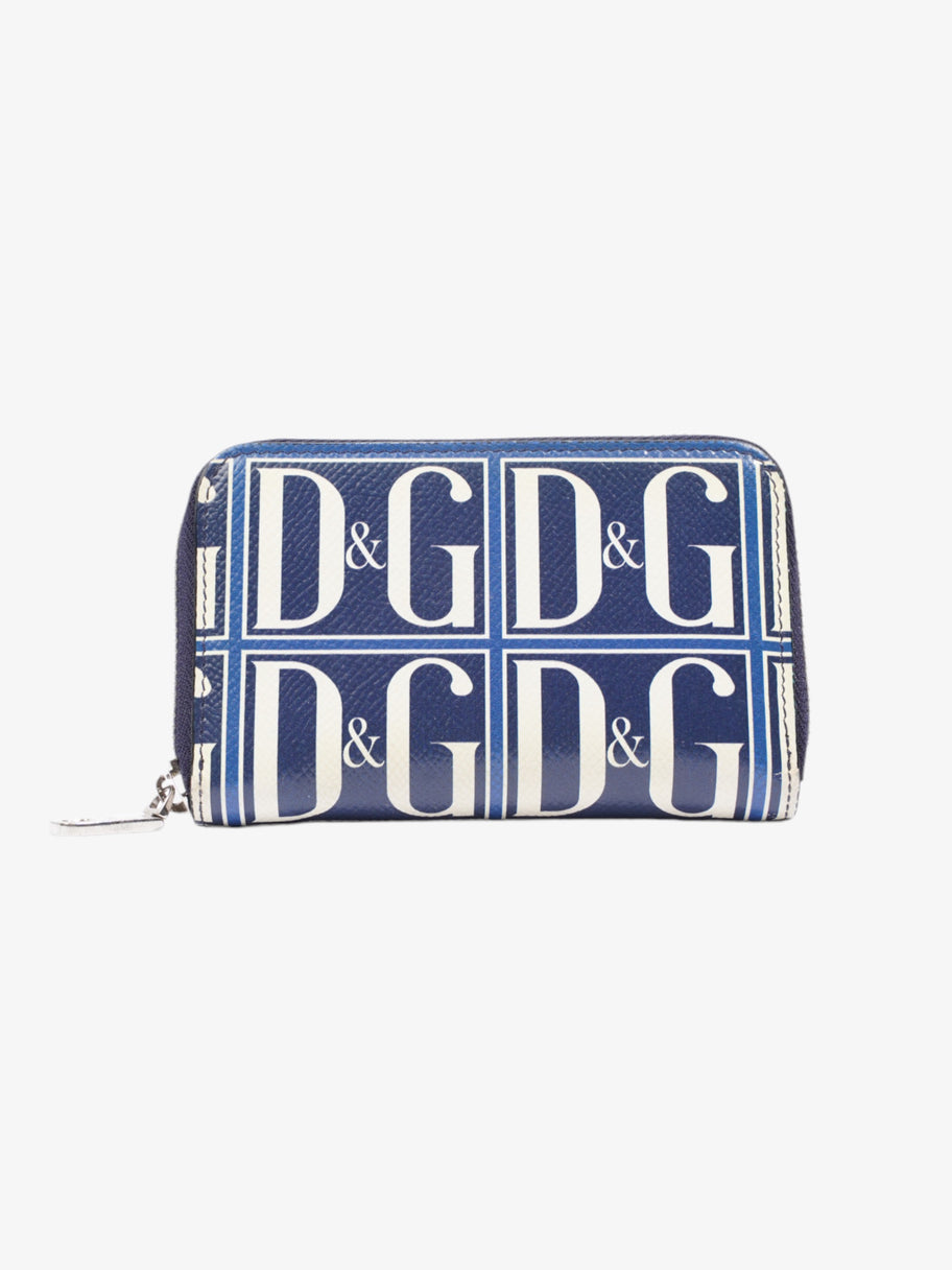 Dolce and Gabbana D&G Logo Zip Around Wallet Blue / White Leather Image 1