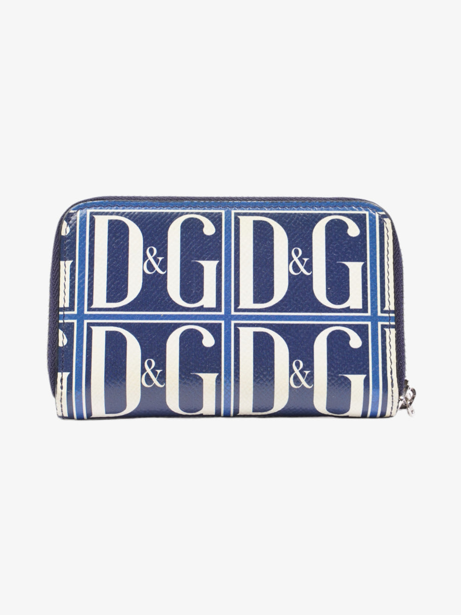 Dolce and Gabbana D&G Logo Zip Around Wallet Blue / White Leather Image 2