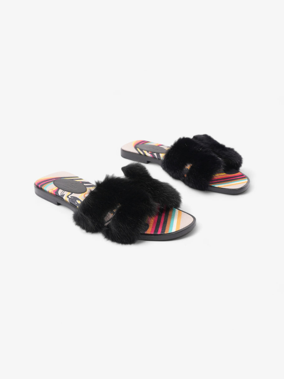 Hermes Oran Mink Sandals Black / Multicolour Mink EU 38 UK 5 Image 2