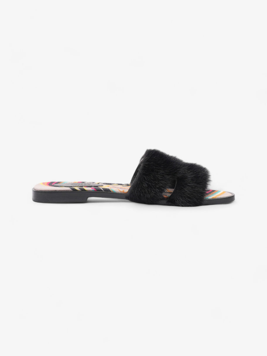 Hermes Oran Mink Sandals Black / Multicolour Mink EU 38 UK 5 Image 4