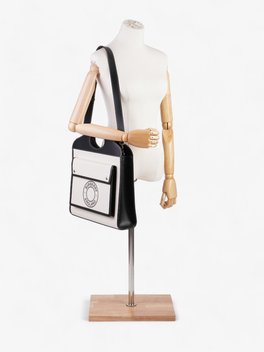 Burberry Pocket Crossbody Cream / Black Canvas Image 2