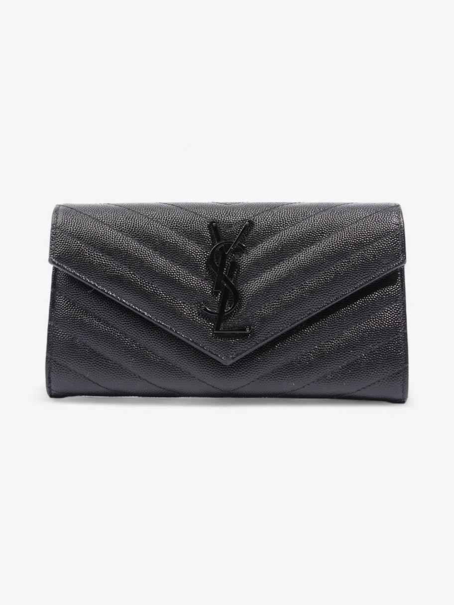 Saint Laurent Cassandre Flap Wallet Black Calfskin Leather Image 1