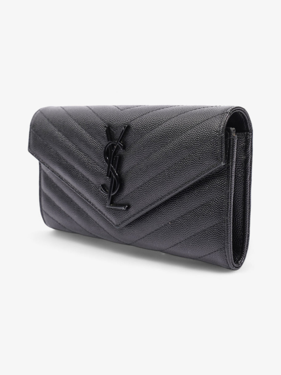 Saint Laurent Cassandre Flap Wallet Black Calfskin Leather Image 3