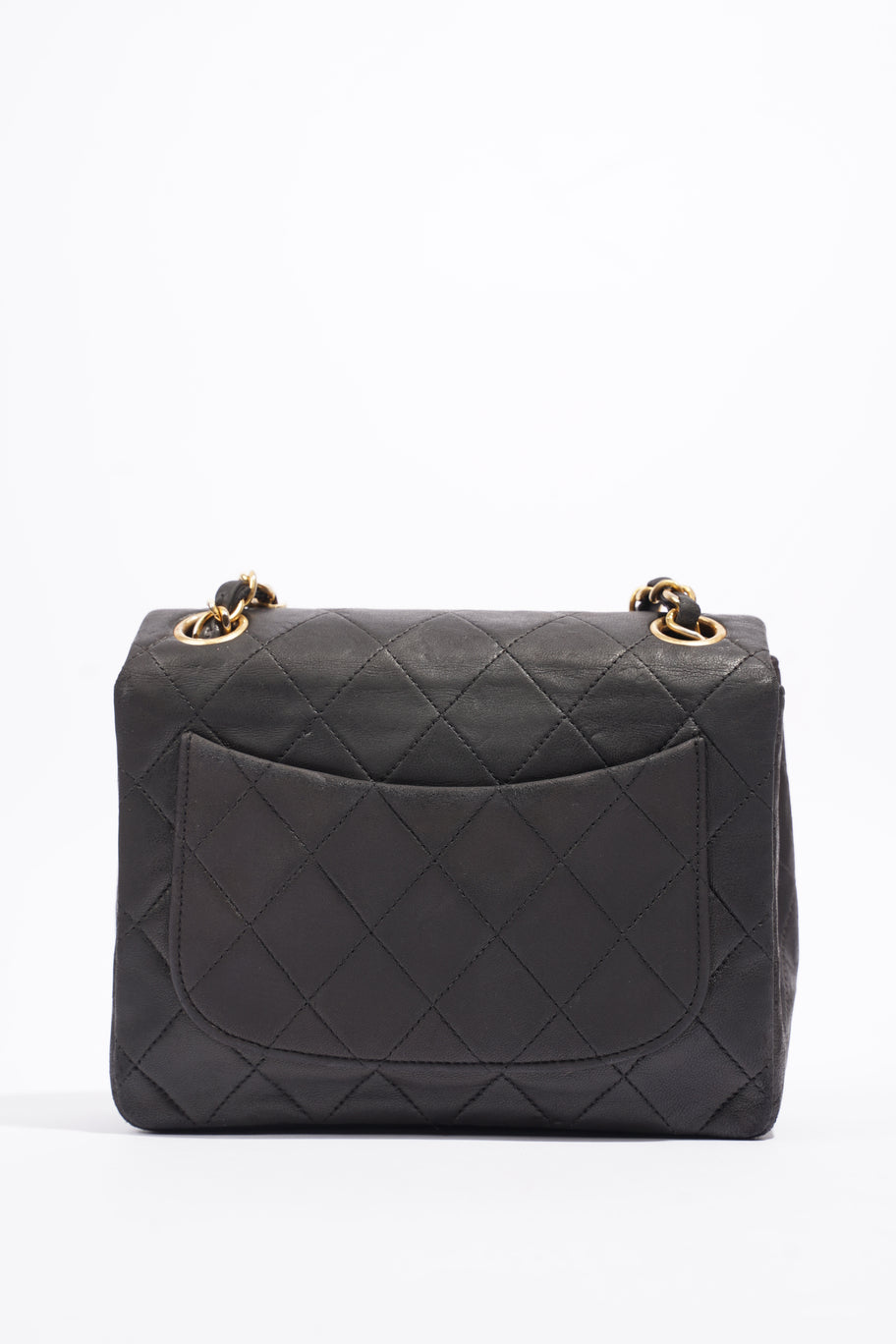 Mini Square Flap Black Lambskin Leather Image 4