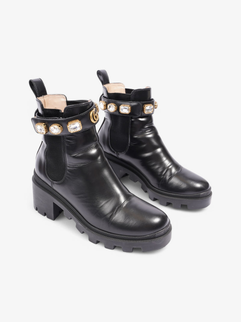  Gucci GG Ankle Boots 55 Black Leather EU 37.5 UK 4.5