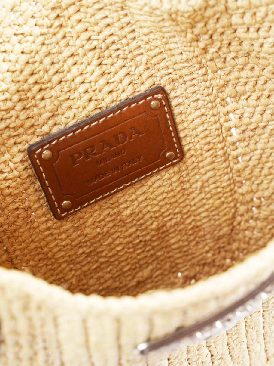 Prada Open Hobo Brown / Neutral Raffia Image 7