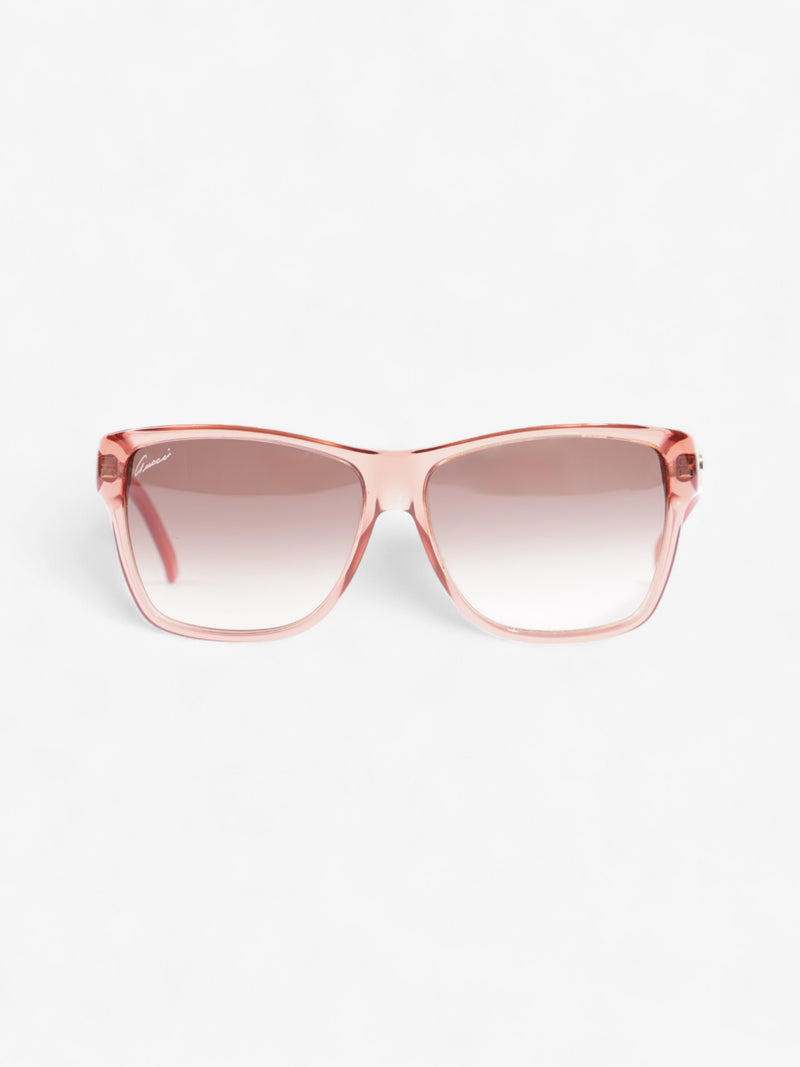  Gucci Clear Frame Sunglasses Coral / Beige Acetate 135mm