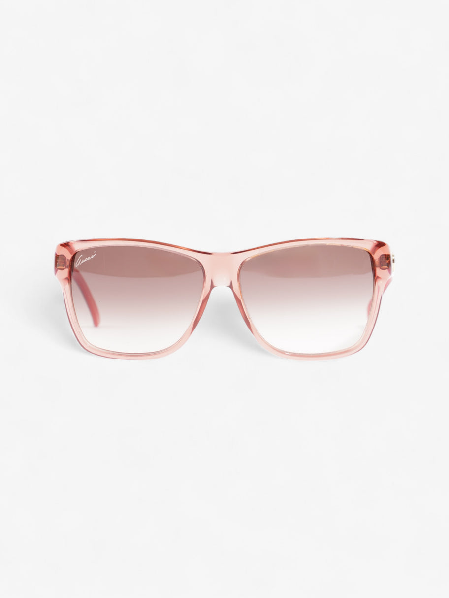 Gucci Clear Frame Sunglasses Coral / Beige Acetate 135mm Image 1