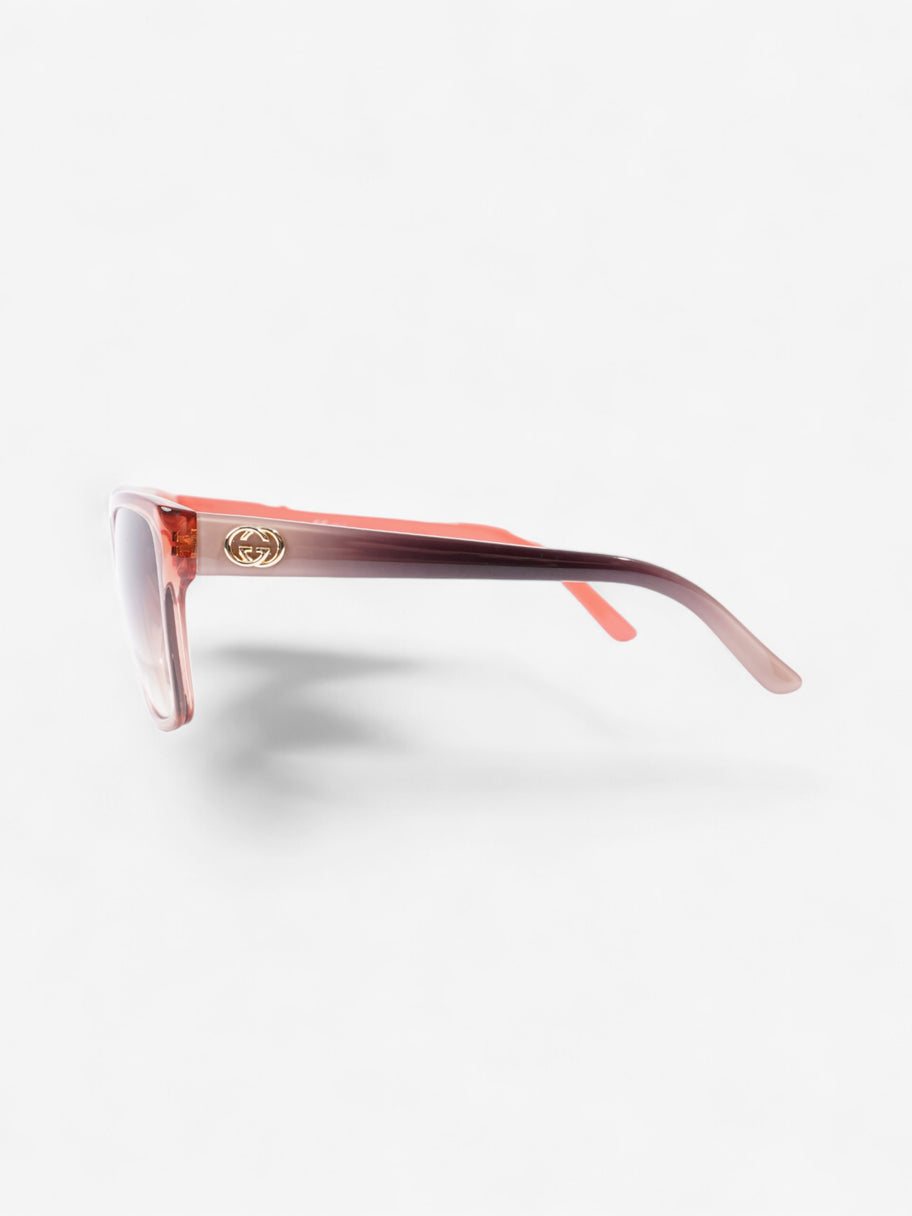 Gucci Clear Frame Sunglasses Coral / Beige Acetate 135mm Image 2