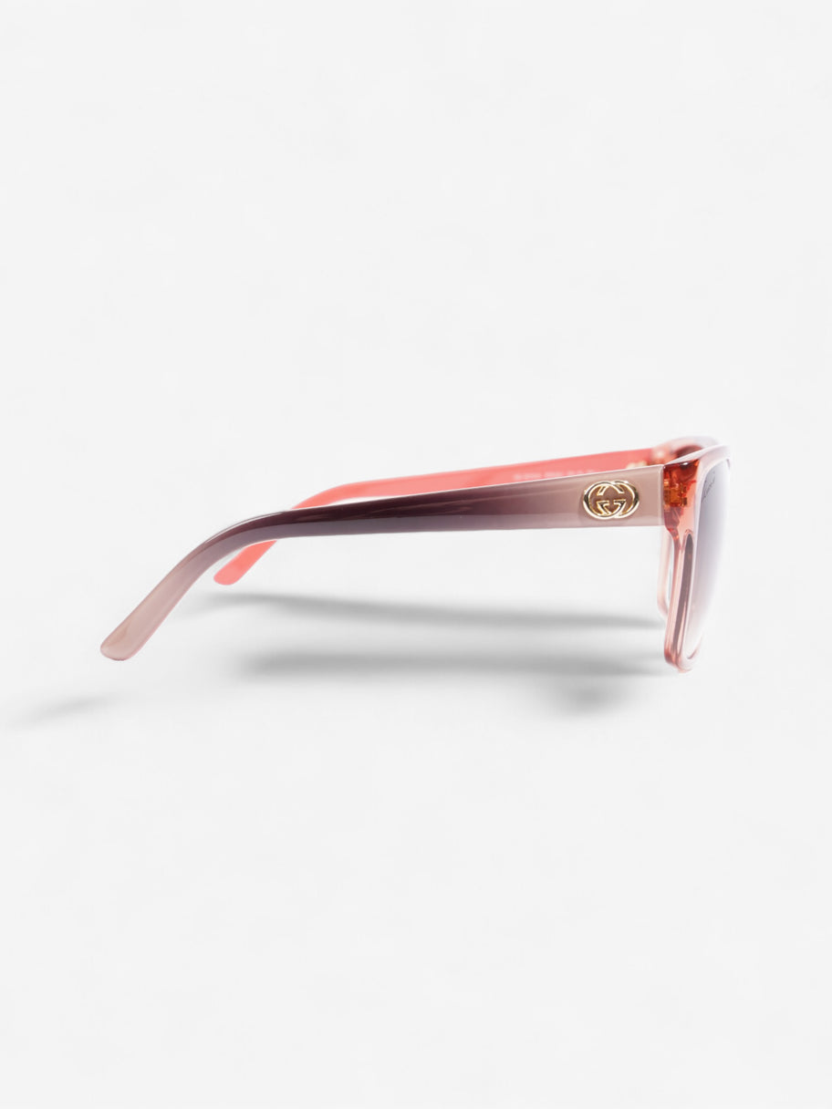 Gucci Clear Frame Sunglasses Coral / Beige Acetate 135mm Image 4