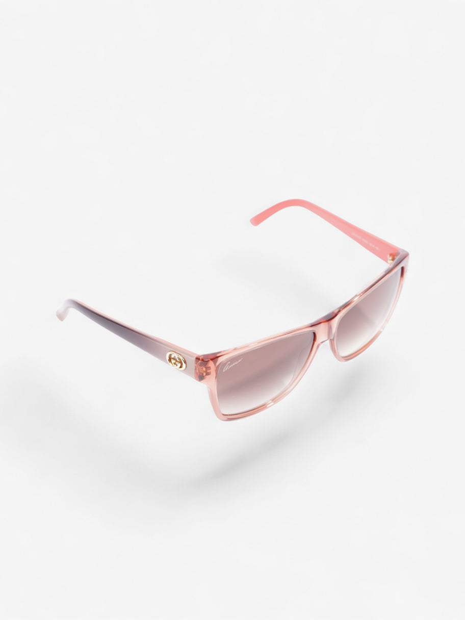 Gucci Clear Frame Sunglasses Coral / Beige Acetate 135mm Image 5