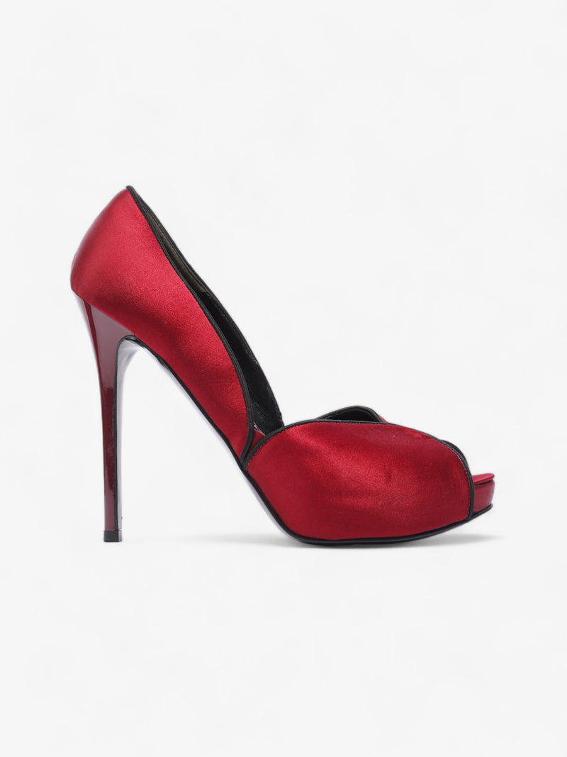  Alexander McQueen Peep Toe Heel 130 Red Satin EU 41 UK 8