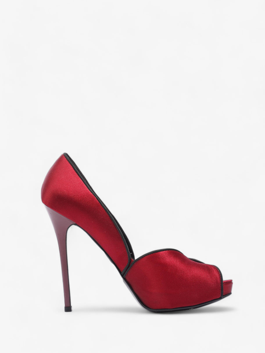 Alexander McQueen Peep Toe Heel 130 Red Satin EU 41 UK 8 Image 4