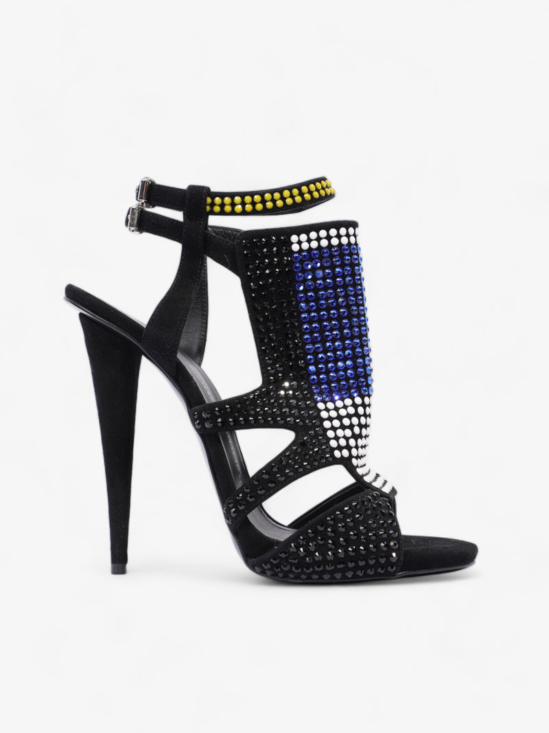  Giuseppe Zanotti Sandal 140 Black / White  / Blue Suede EU 41 UK 8