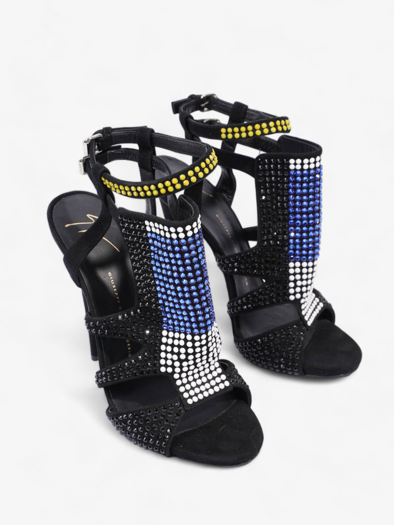  Giuseppe Zanotti Sandal 140 Black / White  / Blue Suede EU 41 UK 8