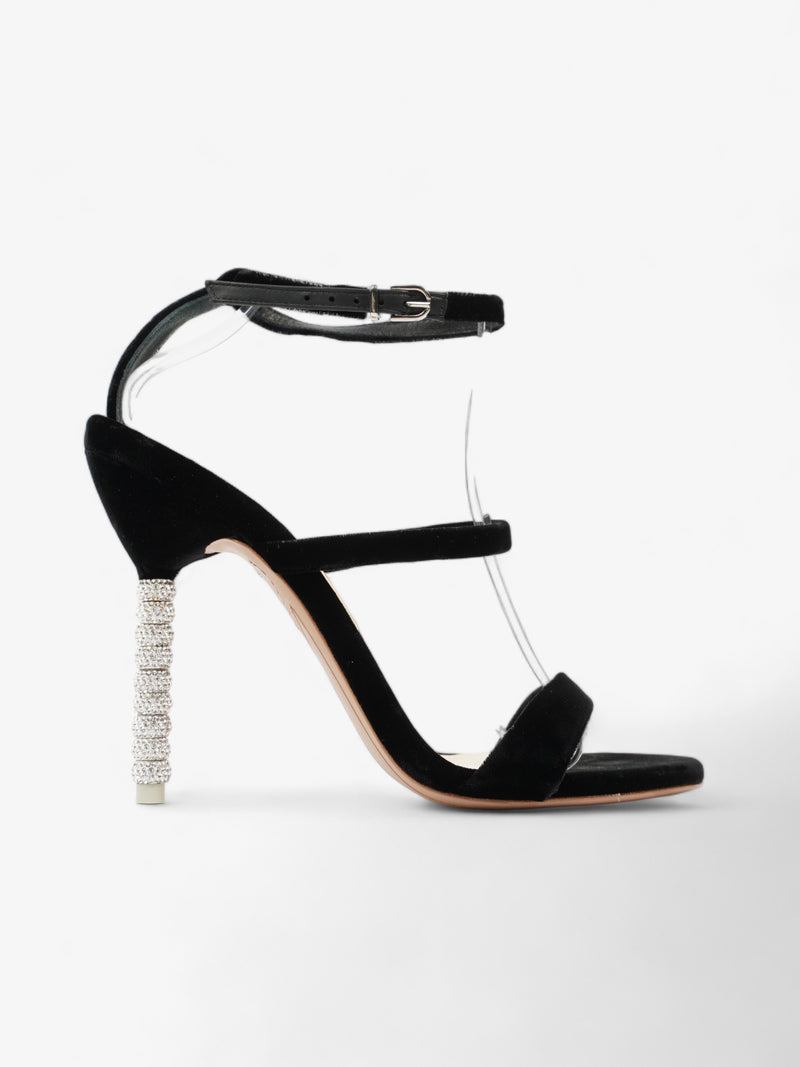  Strap Heel 120 Black / Silver Velvet EU 39 UK 6