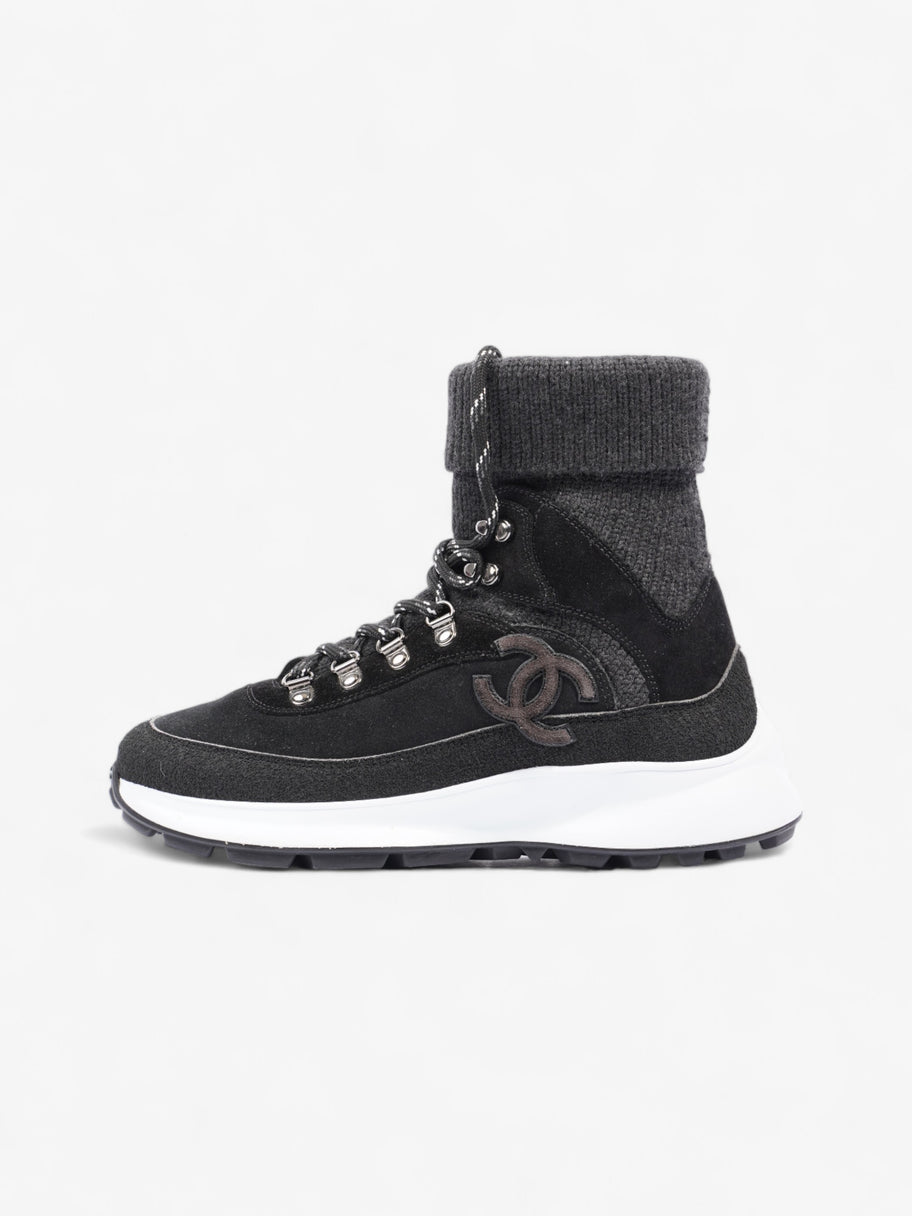 Chanel Interlocking CC Logo High Top Sneaker Black / Dark Grey Knit EU 38 UK 5 Image 5