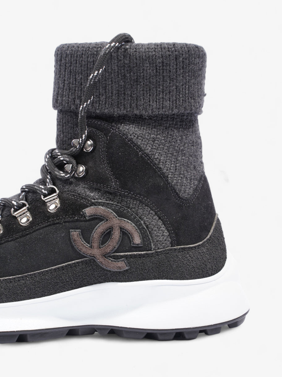 Chanel Interlocking CC Logo High Top Sneaker Black / Dark Grey Knit EU 38 UK 5 Image 9