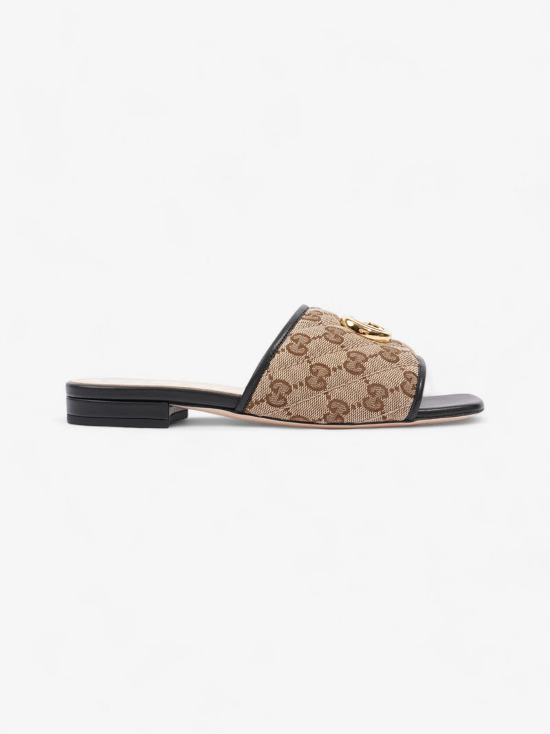  Gucci GG Sandals Beige  / Brown / Black Canvas EU 36 UK 3