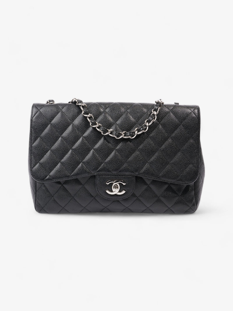  Chanel Classic Single Flap Black Caviar Leather Jumbo