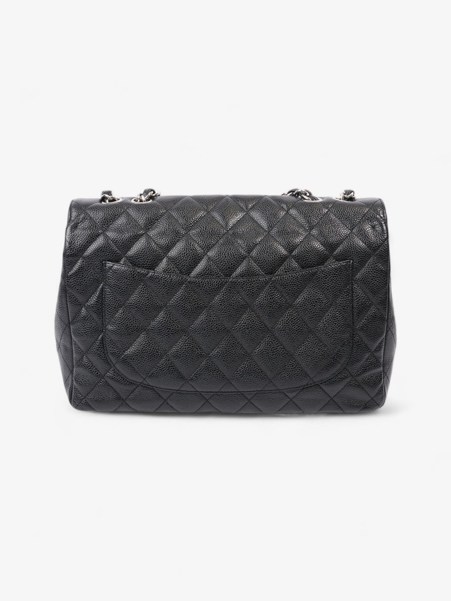 Chanel Classic Single Flap Black Caviar Leather Jumbo Image 4