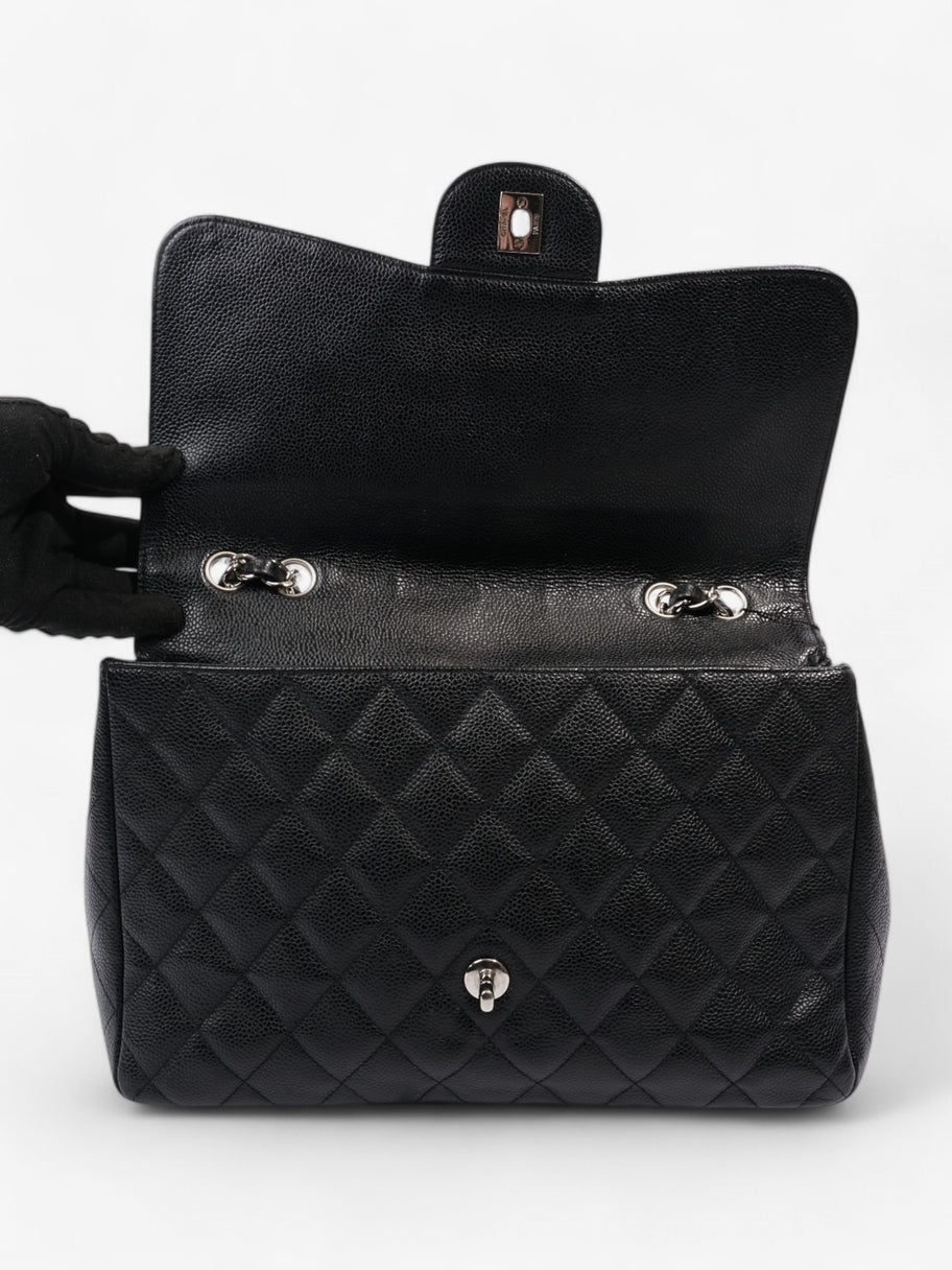 Chanel Classic Single Flap Black Caviar Leather Jumbo Image 8