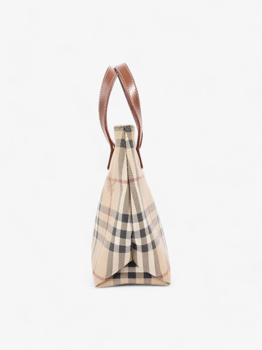 Burberry Check Tote Nova Check / Brown Coated Canvas Image 3