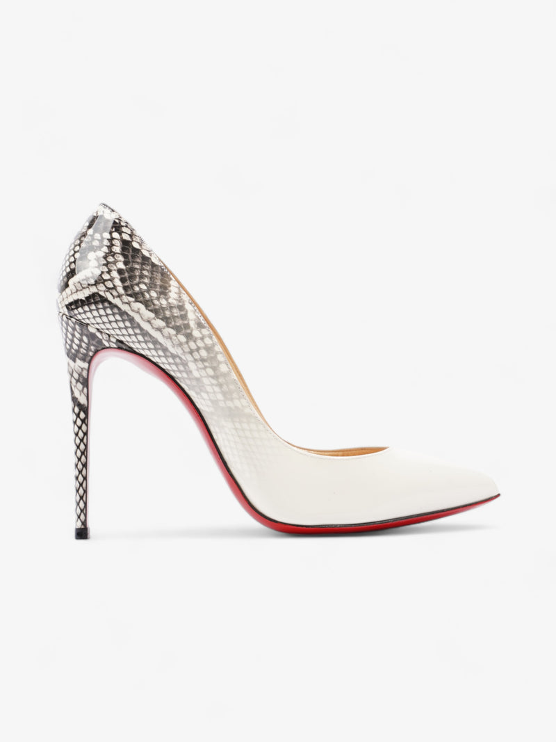  Christian Louboutin So Kate 110mm White / Black Snakeskin Patent Leather EU 38 UK 5