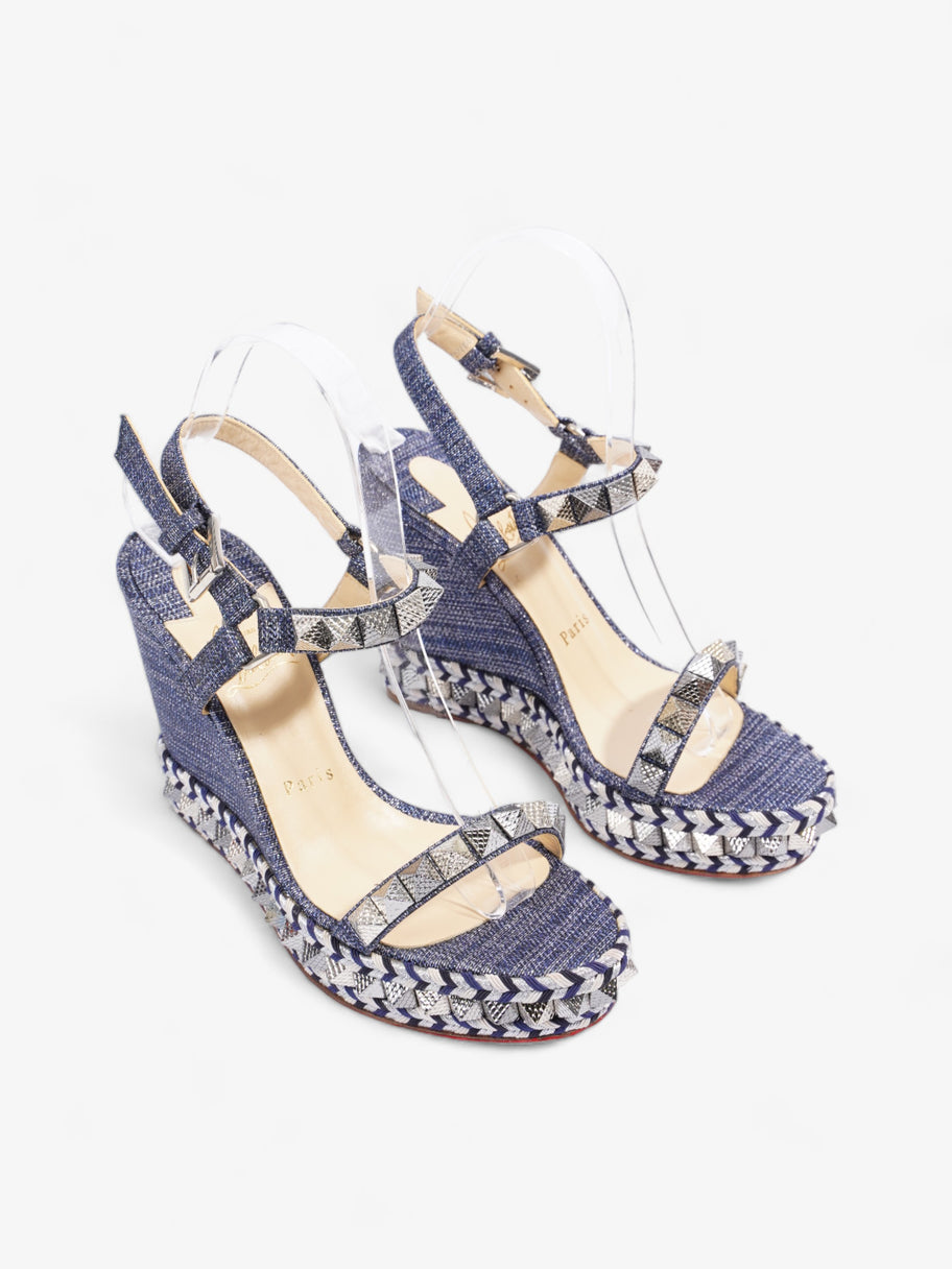 Christian Louboutin Pyraclou Spike 110mm Blue / Silver Denim EU 38 UK 5 Image 2