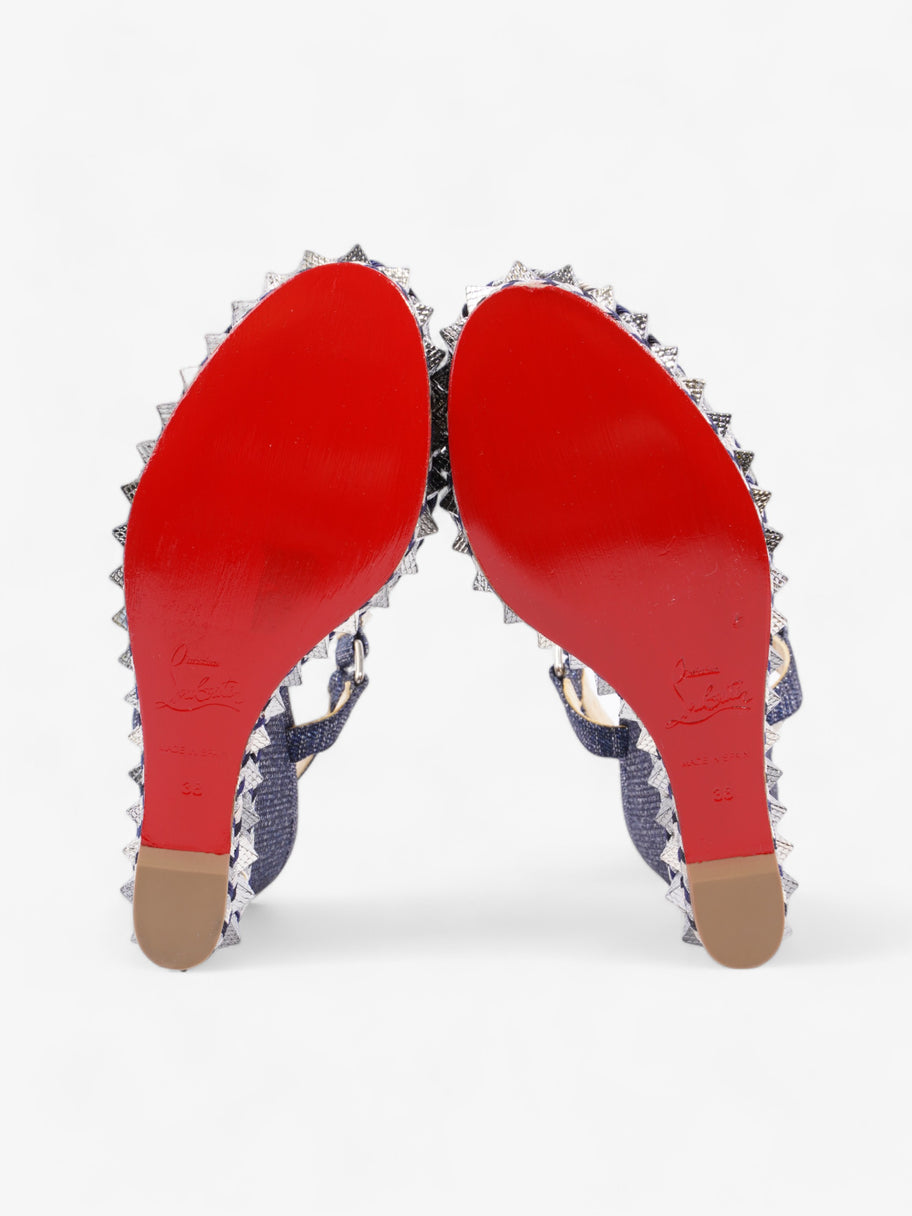 Christian Louboutin Pyraclou Spike 110mm Blue / Silver Denim EU 38 UK 5 Image 7