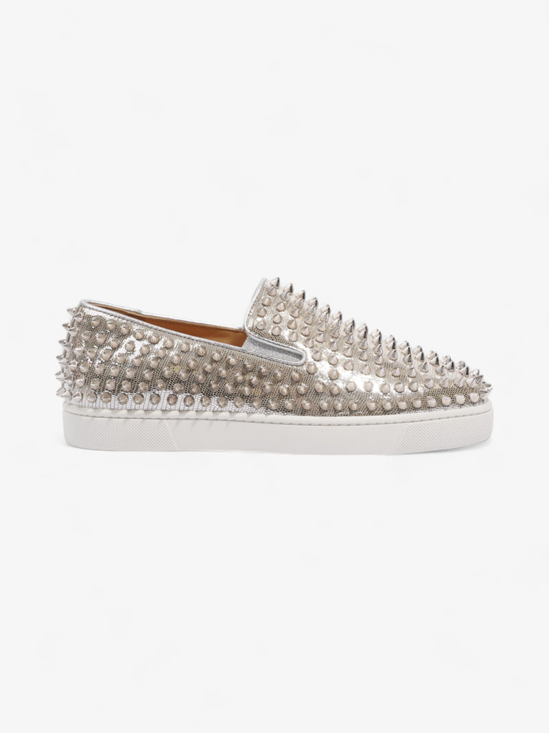  Christian Louboutin RollerBoat Silver Leather EU 39 UK 5