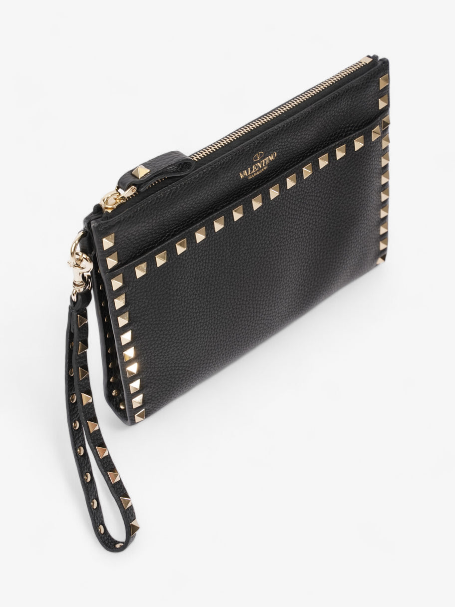 Valentino Rockstud Flat Pouch Black Leather Image 6