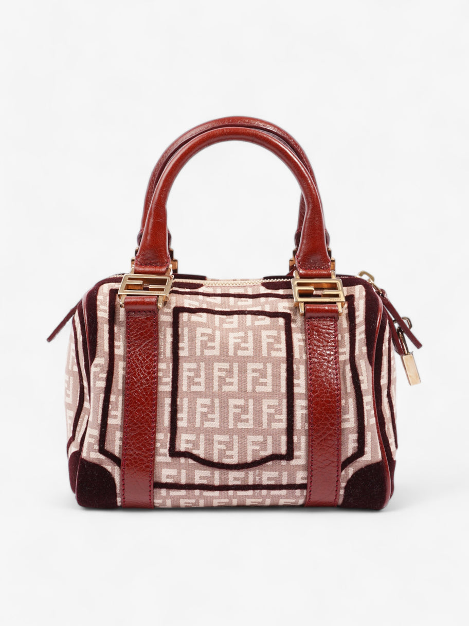 Fendi Zucchino Boston Burgundy Canvas Image 4