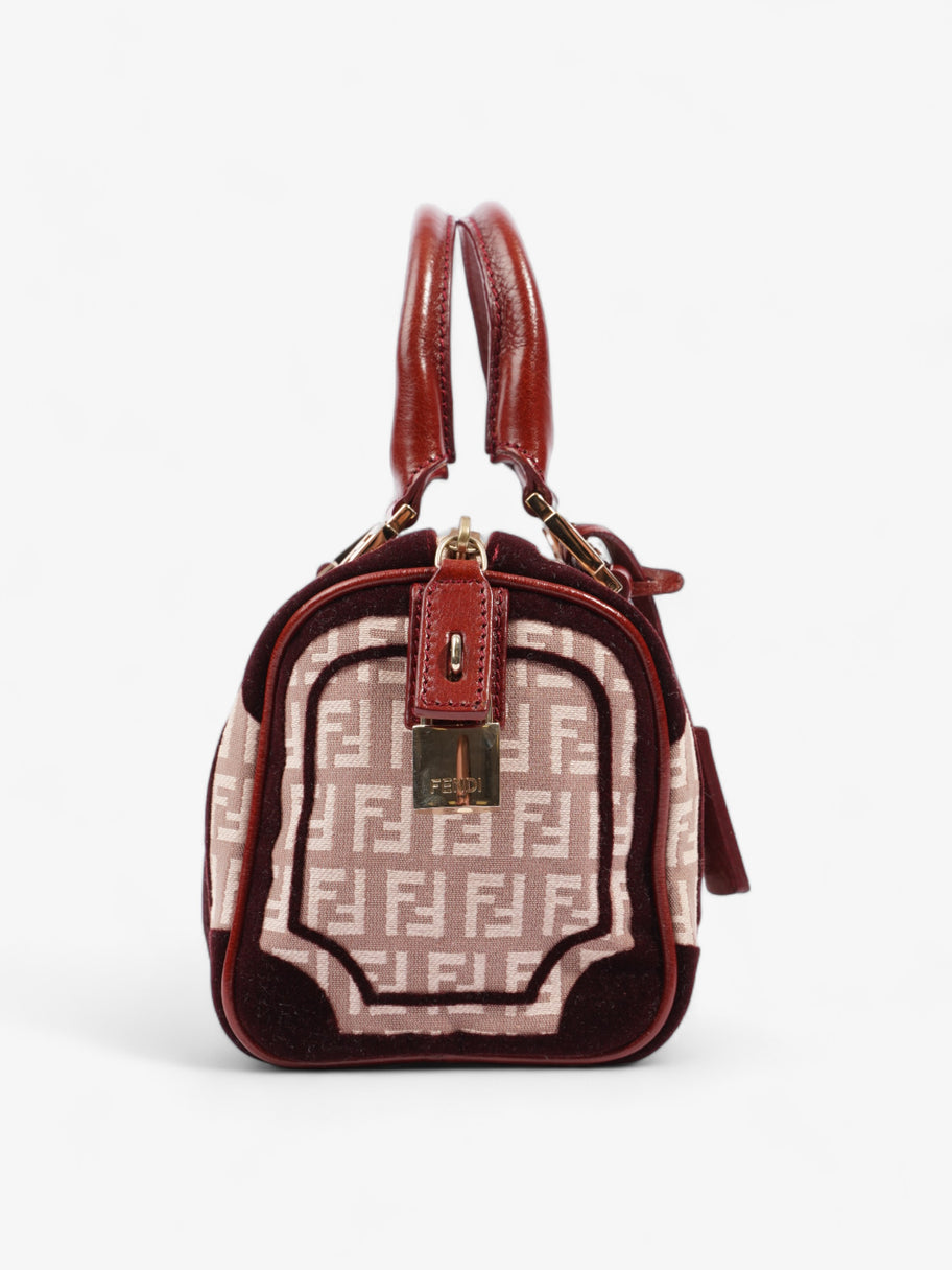 Fendi Zucchino Boston Burgundy Canvas Image 5