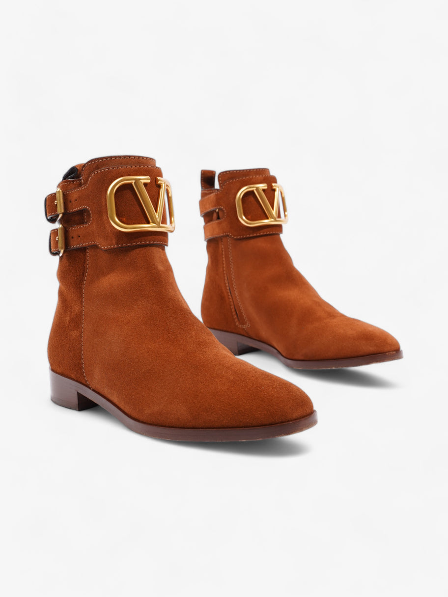 Valentino VLogo Ankle Boots 25mm Tan Suede EU 37 UK 4 Image 2