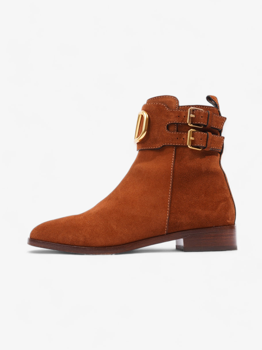 Valentino VLogo Ankle Boots 25mm Tan Suede EU 37 UK 4 Image 5