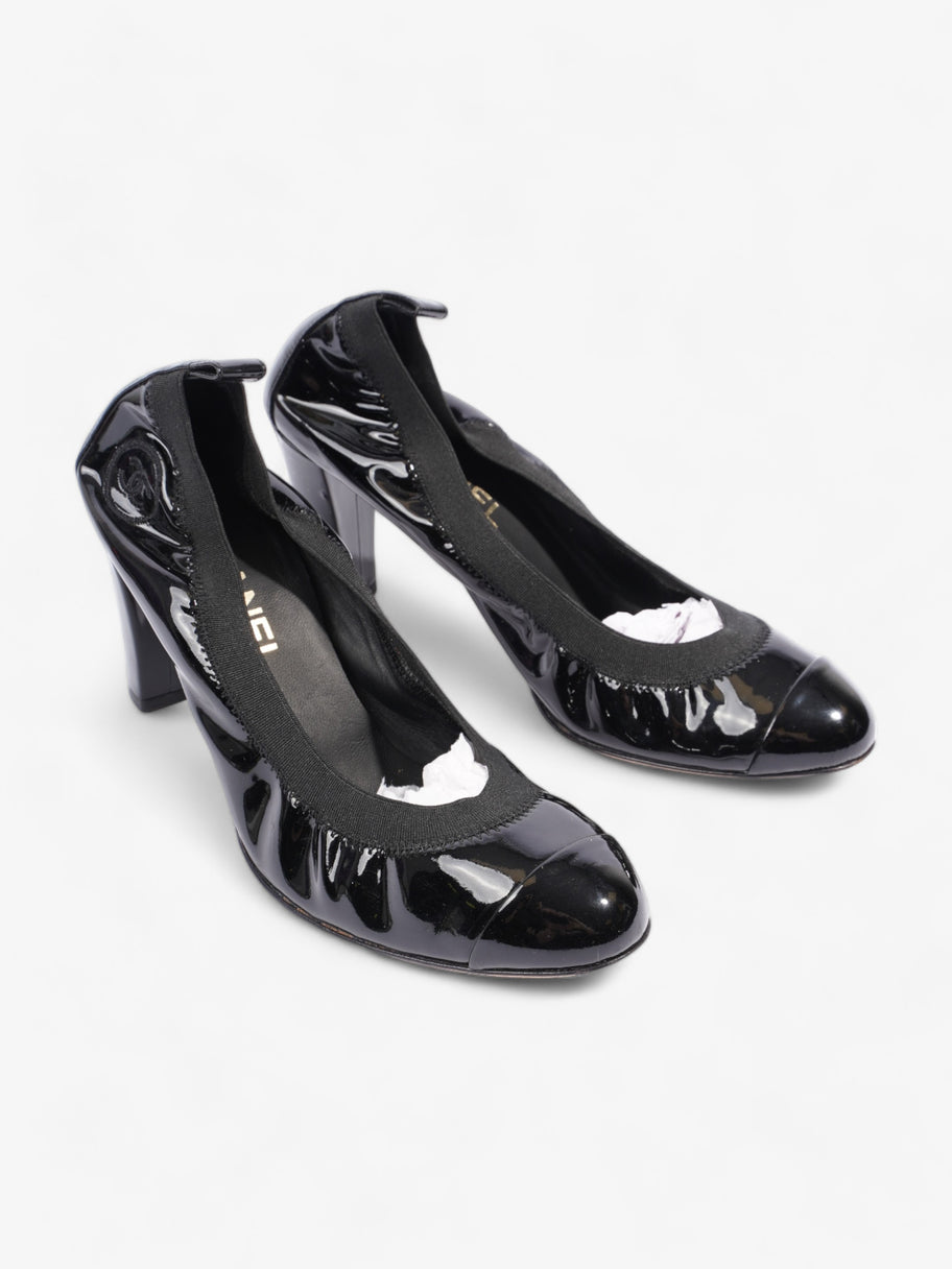 Chanel CC Ballerina Platform Pumps 70 Black Patent Leather EU 39 UK 6 Image 2