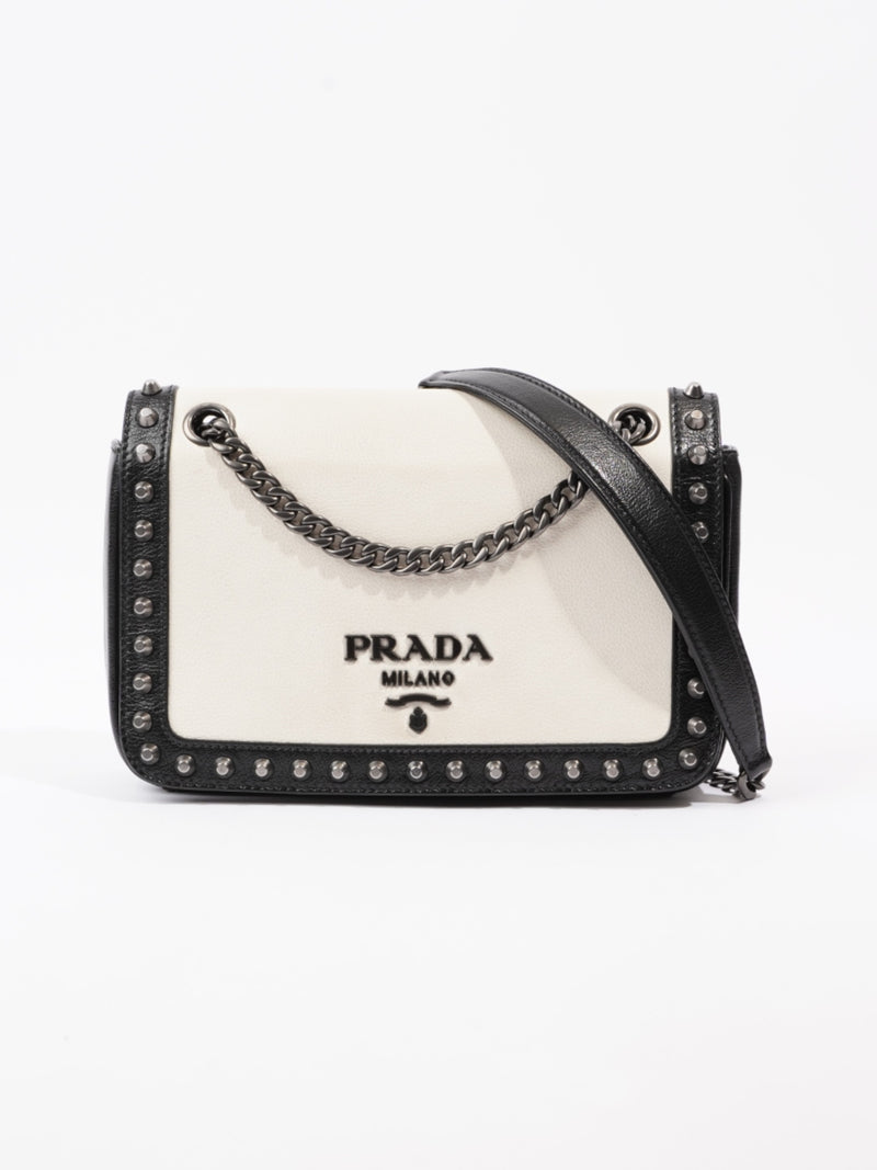  Vitello Studded Bag Black / White Calfskin Leather